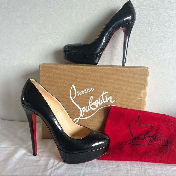 Christian Louboutin Shoes - CHRISTIAN LOUBOUTIN Black Patent Bianca 140mm Heels Platform Sz. 40.5 So Kate